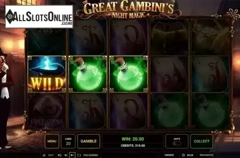Wild win screen 2. The Great Gambini's Night Magic from Greentube