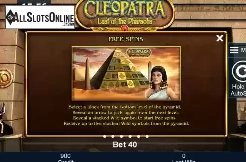 Paytable 2. Cleopatra Last of the Pharaohs from Greentube