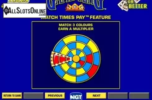 Screen4. Match Times Pay Jacks or Better from IGT