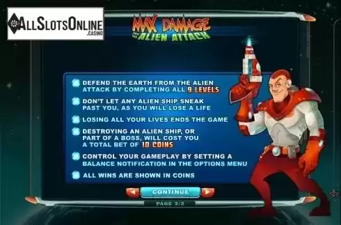 Screen5. Max Damage and the Alien Attack from Microgaming