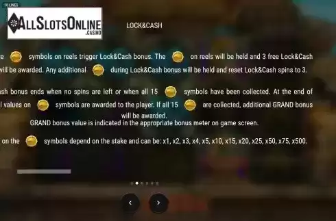 Lock and Cash feature screen
