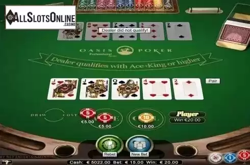 Game Screen. Oasis Poker Professional Series from NetEnt