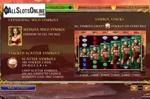 Paytable 2. Age of the Gods Medusa & Monsters from Playtech Origins