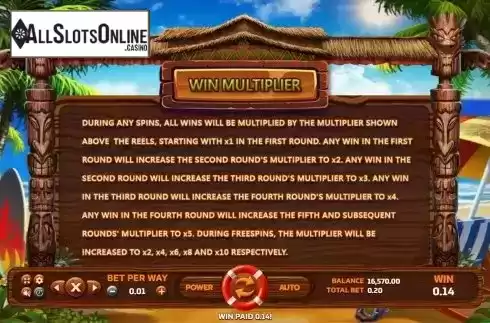 Win multiplier screen