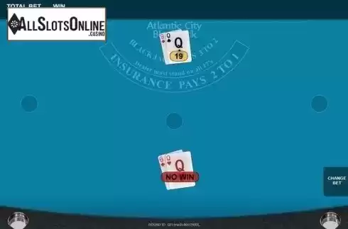 Reel screen. Bitcoin Atlantic City Blackjack from OneTouch