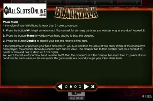 Rules 2. Blackjack Multihand 7 Seats VIP from GAMING1