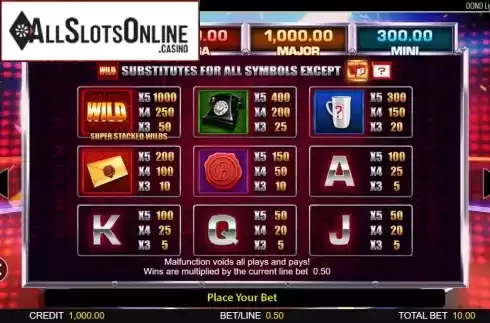 Paytable screen 1. Deal or No Deal Lightning Spins from Blueprint