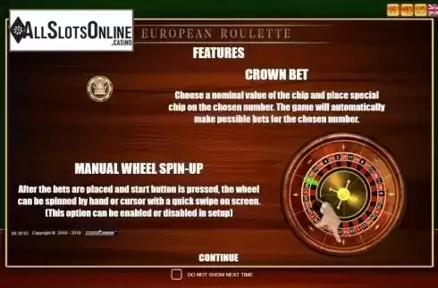 Start Screen. European Roulette (Belatra Games) from Belatra Games