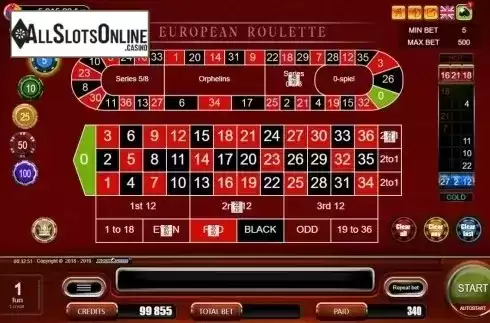 Game Screen. European Roulette (Belatra Games) from Belatra Games