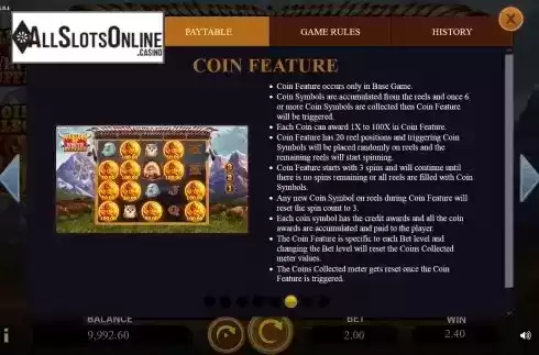Coin feature screen