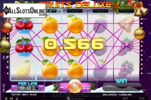 Win Screen 2. Fruits Deluxe Christmas Edition from Spinomenal