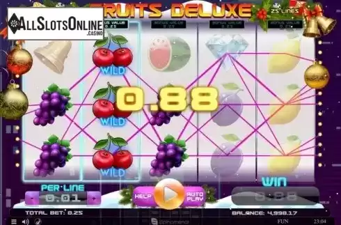 Win Screen 3. Fruits Deluxe Christmas Edition from Spinomenal