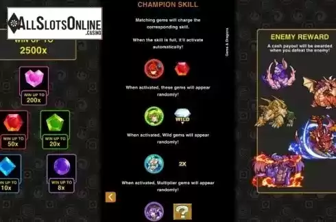 Champion skill screen