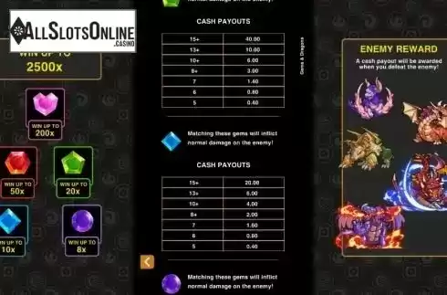 Gems payouts screen 2