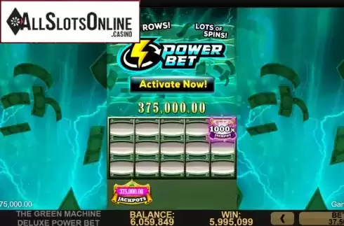 Win Screen 3. Green Machine Deluxe Power Bet from High 5 Games
