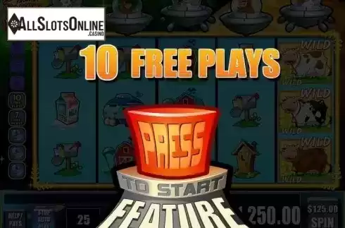 Free Spins screen. Invaders from the Planet Moolah from WMS