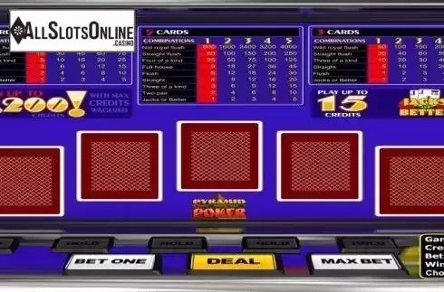 Game Screen. Pyramid Jacks or Better (Betsoft) from Betsoft