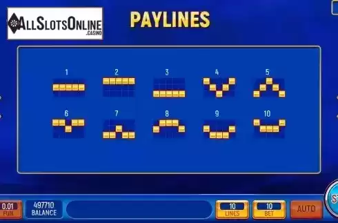 Paylines screen