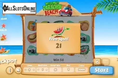 Additional Free Spin screen