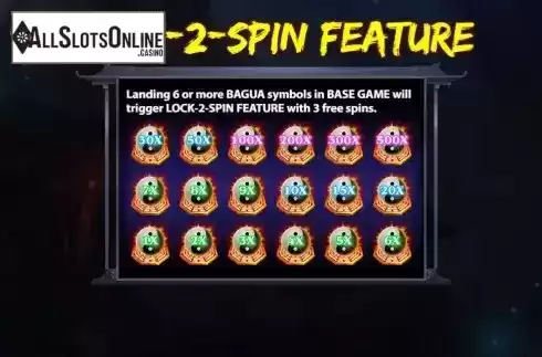 Lock 2 Spin Feature screen