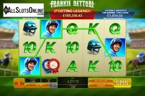 Win screen. Frankie Dettori: Sporting Legends from Playtech