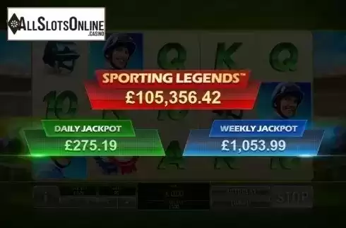 Jackpot screen. Frankie Dettori: Sporting Legends from Playtech