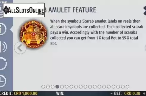 Scarab amulet feature screen