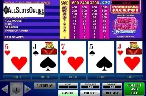 Game Screen. Joker Poker Progressive (iSoftBet) from iSoftBet