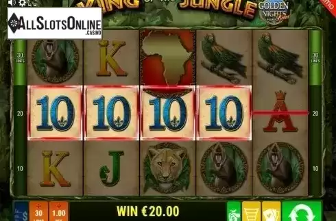 Win screen. King of the Jungle GDN from Gamomat