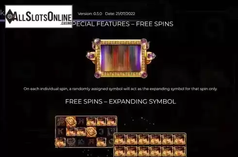 Free Spins screen