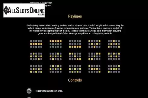 Paylines screen