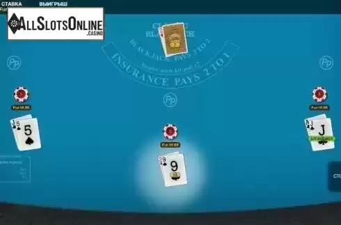 Reel screen. Satoshi Blackjack Perfect Pairs from OneTouch