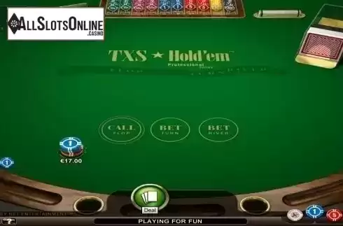 Game Screen. Texas Hold'em Professional Series from NetEnt