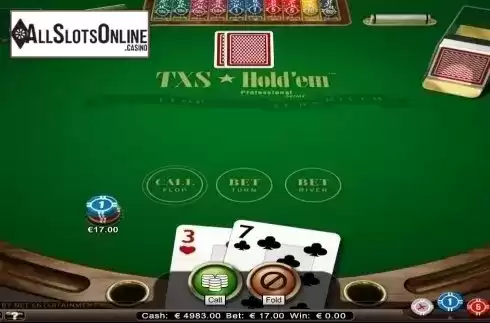 Game Screen. Texas Hold'em Professional Series from NetEnt