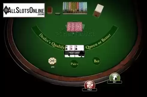 Game Screen. Three Card Poker Deluxe (Habanero) from Habanero