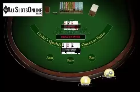 Game Screen. Three Card Poker Deluxe (Habanero) from Habanero