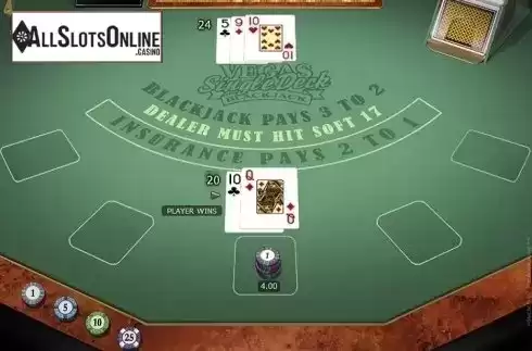 Game Screen. Vegas Single Deck Blackjack Gold from Microgaming
