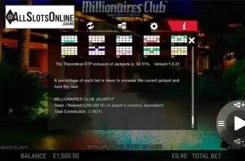 Paylines 2. Millionaires Club Diamond Edition from NextGen