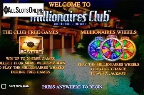 Intro Game screen. Millionaires Club Diamond Edition from NextGen