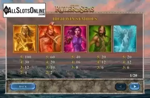 Paytable 1. Age of the Gods: Ruler of the Seas from Playtech Origins