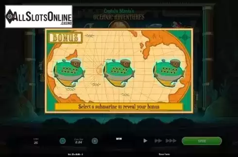 Bonus game screen. Captain Manta's Oceanic Adventures from Roxor Gaming