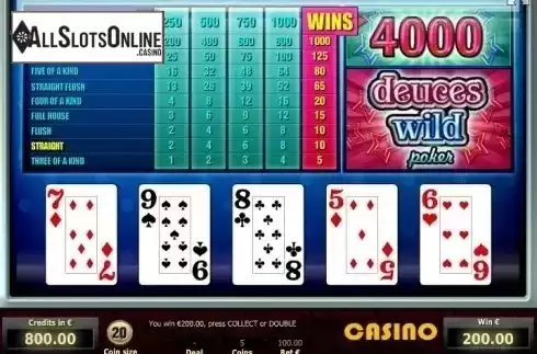 Win Screen. Deuces Wild Poker (Tom Horn Gaming) from Tom Horn Gaming