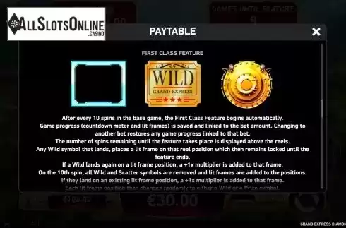 First class feature screen