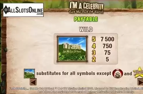 Paytable 1. I'm a Celebrity Get Me Out of Here from Microgaming