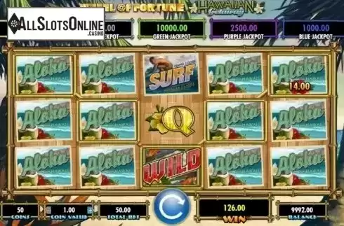Win Screen. Wheel of Fortune Hawaiian Getaway from IGT