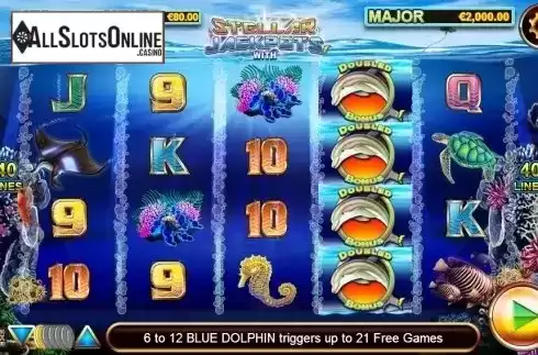 Screen 2. Dolphin Gold with Stellar Jackpots from Lightning Box