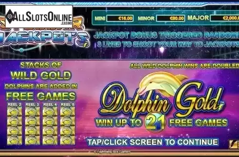 Screen 1. Dolphin Gold with Stellar Jackpots from Lightning Box