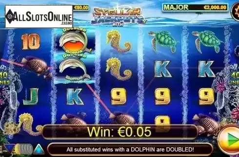 Screen 3. Dolphin Gold with Stellar Jackpots from Lightning Box