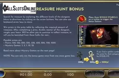Treasure Hunt Bonus screen