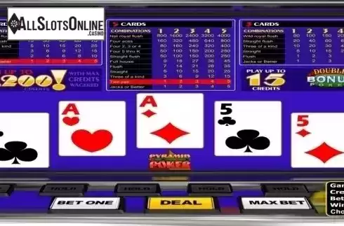 Game Screen. Pyramid Double Bonus Poker (Betsoft) from Betsoft